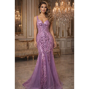 Purple Formal mermaid gown Faeriesty purple sequin Trumpet dress Size M Prom